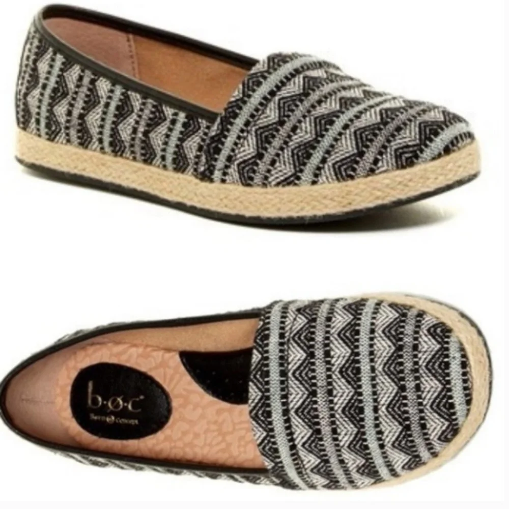 BOC Born Concept Franki Espadrille Flats Aztec Print Black Gray Womens Size 8 - Picture 1 of 9